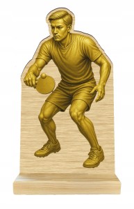 Statuetka Tenis Stołowy drewno Figurka Ping Pong 22x13 tabliczka GRATIS