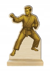 Statuetka Karate drewno Figurka 25x15 karateka tabliczka GRATIS