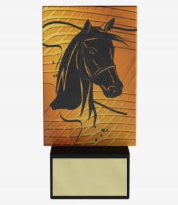 Statuetka szklana Mini trofeum jeździectwo, konie, koń, zawody + opis
