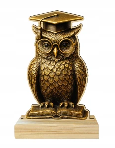 Trofeum szkolne sowa statuetka zakończenie roku prymus 16cm PERSONALIZACJA