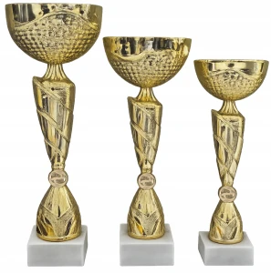 Komplet Pucharów z Rybą Zestaw 3szt 40,35,31 cm emblemat tabliczka