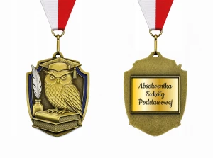 Medal sowa szkolnictwo prymus najlepszy uczeń personalizacja 76x55 mm