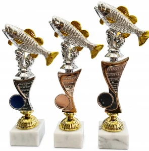 Statuetki wędkarskie puchary RYBA trofea 27, 25, 24 cm opis