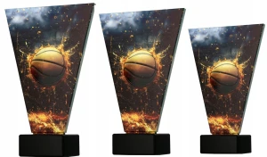 Zestaw statuetek koszykarskich Trofea szklane marmur KOSZYKÓWKA 22-17,5 MVP