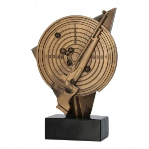 Statuetka strzelectwo karabin tarcza 16 cm trofeum odlewane + opis gratis