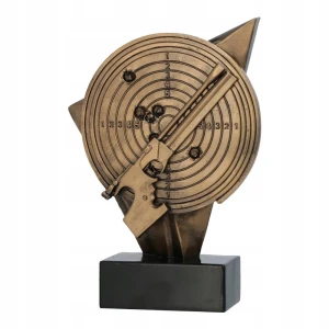 Statuetka strzelectwo pistolet tarcza 16 cm trofeum odlewane + opis gratis