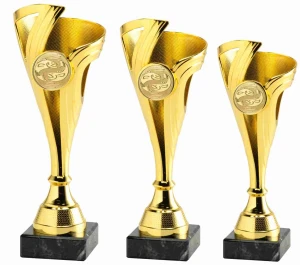 Komplet pucharów na zawody wędkarskie ZŁOTE TROFEA ryba 23-20cm opis gratis