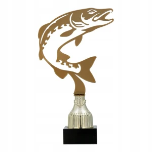 Statuetka wędkarska SZCZUPAK 26,5 cm trofeum metalowe ryba + opis gratis