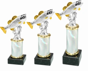 Komplet statuetek wędkarskich ryby trofea dla wędkarzy 25, 22,18 opis ryba