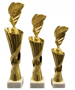 Puchary wędkarskie KARP komplet 3 szt. 36/33/31 cm trofea + opis gratis