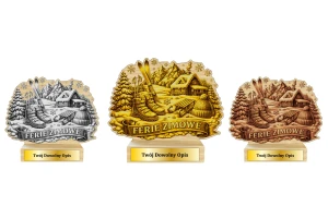 Komplet Statuetek Ferie Zimowe 20cm nadruk UV / sklejka / tabliczka / zima