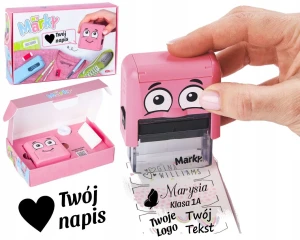 3x Pieczątka do odzieży tekstylna Colop My Marky różowa twój napis GRAWER