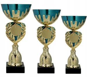 Zestaw 3 Pucharów Sportowych 37 35 33 cm Puchary na Zawody Turniej Grawer