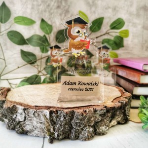 Statuetka SUPER UCZEŃ najlepszy uczeń sowa TABLICZKA GRATIS