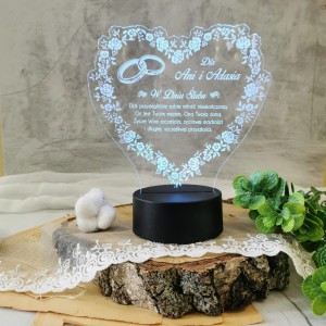 Statuetka podświetlana  lampka LED ślub, jubileusz, chrzest, roczek, urodziny, imieniny GRAWER GRATIS