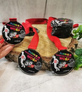 Medal z dowolnym nadrukiem 70x75mm WSTĄŻKA GRATIS