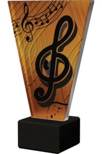 Trofeum szklane Muzyka  VL1-D/MUS/BK 15 cm z opisem