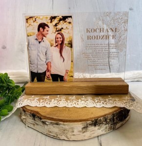 Podziękowanie dla rodziców na szkle ŚLUB + opis + Wasze zdjęcie 21x15 cm szkło