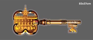 Duży klucz do bram miasta z herbem 83 cm