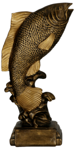 Złota RYBA z łuskami karp wędkarstwo odlew 37 cm + opis