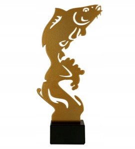 Metalowa statuetka karp wędkarstwo21cm+opis gratis