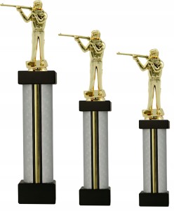 Zestaw trofeów strzeleckich STRZELEC karabin broń długa 37, 32, 28 cm opis