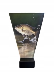 Wędkarska szklana statuetka z rybą LESZCZ trofeum wędkarskie 23 cm + opis