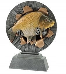 RYBA karp statuetka odlewana BIGH FISH 23cm duża + tabliczka z opisem