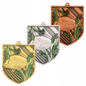 Medal wędkarski z opisem i wstążką medal 8/6,5 cm ryba, karp, wędkarstwo