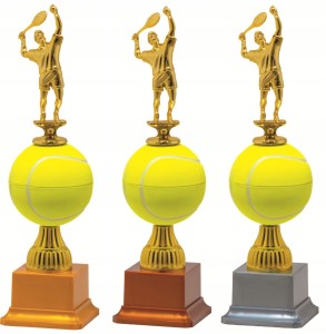 Puchary dla tenisistów tenis ziemny komplet 3szt. METAL figurka 31cm opis