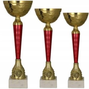 ZESTAW 3 PUCHARÓW SPORTOWYCH ZŁOTO-CZERWONE 32,5/30/28cm Opis gratis 9290EFG