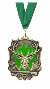 Medal odlewany myślistwo kolorowy odlew jeleń poroże + tabliczka + wstążka